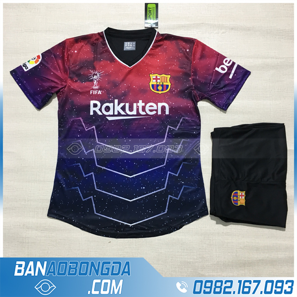 Áo Đấu Barca 2020 Training 2 Galaxy Đen Đỏ