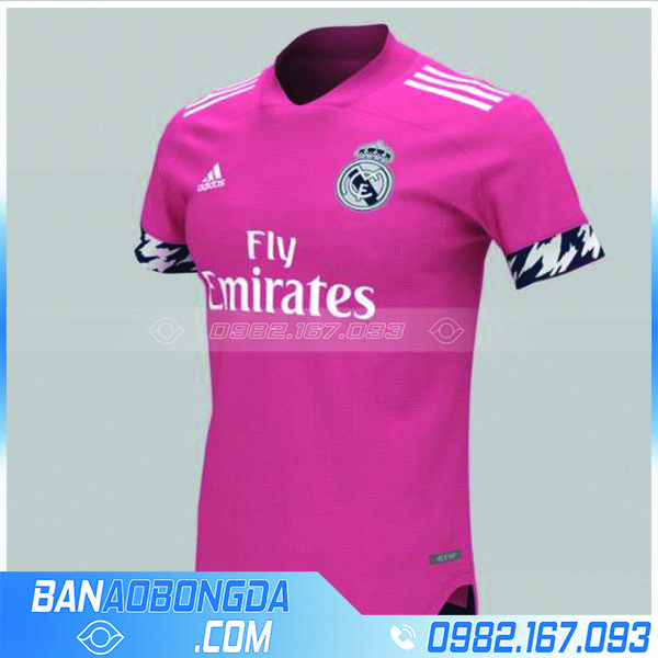 Áo Real 2021 màu hồng sân khách