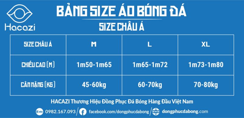 Bảng size áo bóng đá chuẩn nhất