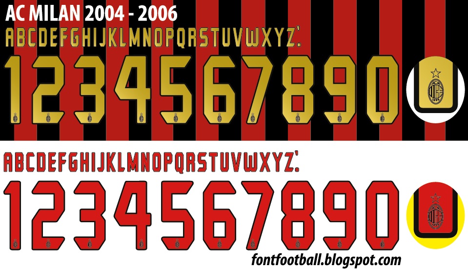 mẫu font in áo ac milan