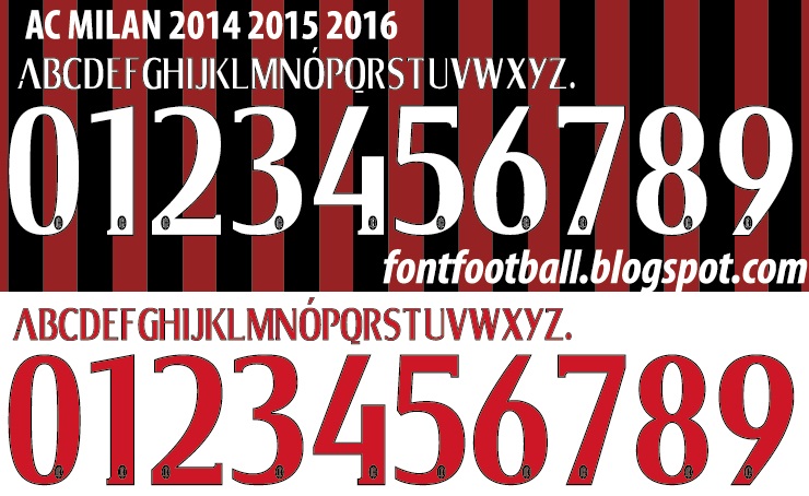 mẫu font in áo ac milan mới