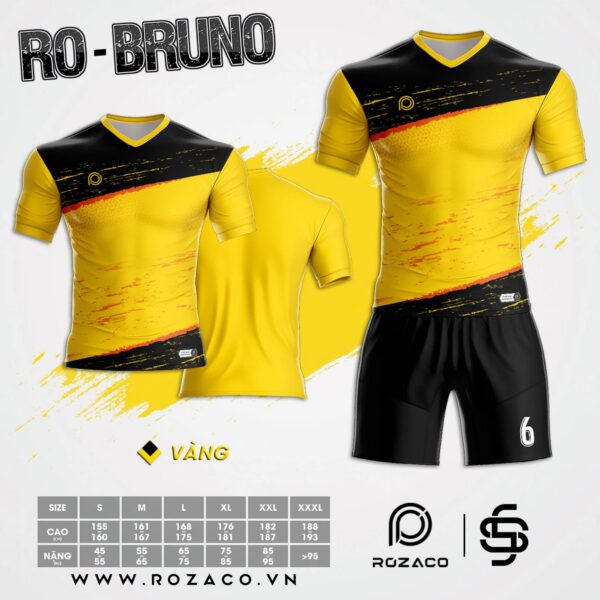 Mẫu Áo Bóng Đá Không Logo Bruno Màu Vàng Đẹp