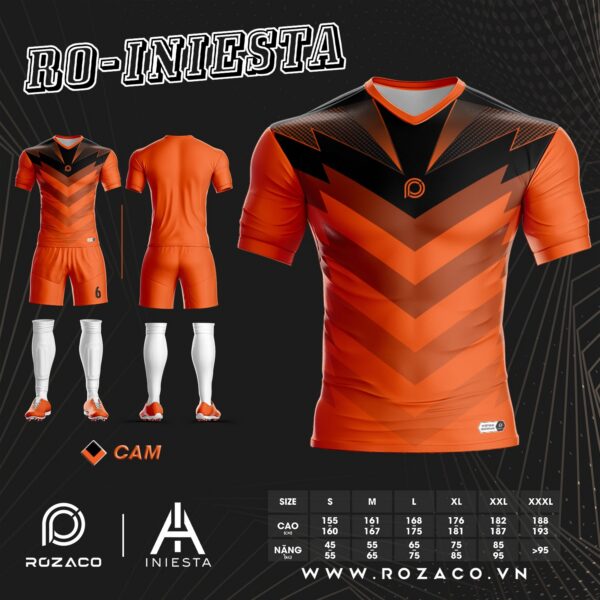 Bộ Quần Áo Bóng Đá Không Logo Cao Cấp Màu Cam Iniesta