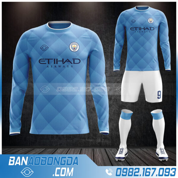 Áo bóng đá Man City dài tay màu xanh da trời