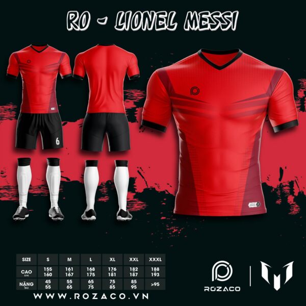 Mẫu Áo Đấu Bóng Đá Không Logo Màu Đỏ Đẹp Nhất Ro - Messi