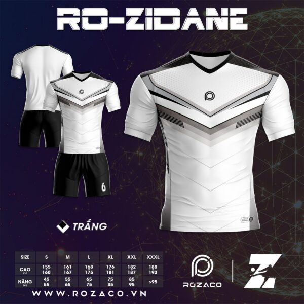 Bộ Quần Áo Đá Bóng K Logo Màu Trắng Zidane Rẻ Đẹp