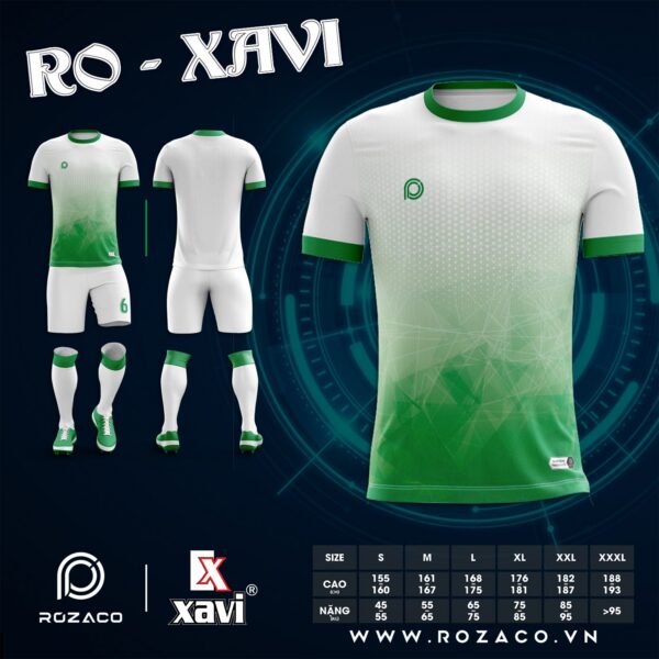 Áo Đấu Bóng Đá Không Logo Màu Trắng Xanh Lá Xavi