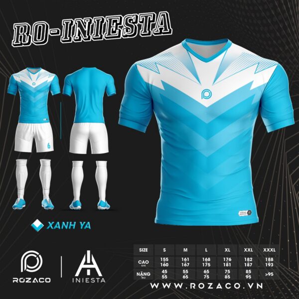 Áo bóng đá k logo Iniesta màu xanh da trời