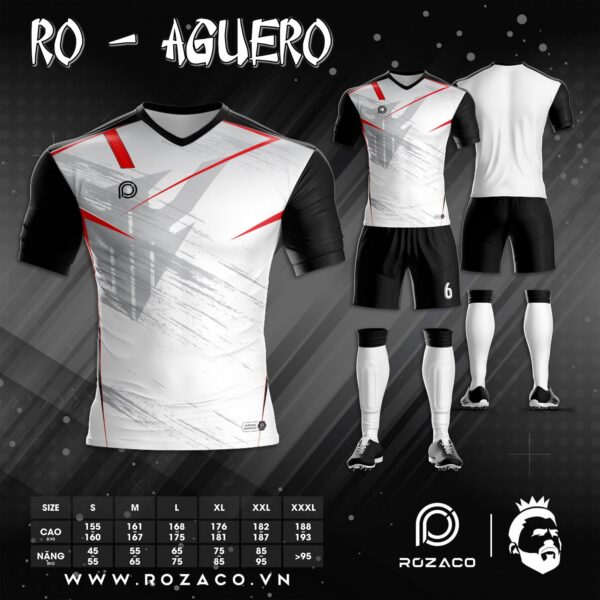 Áo Đá Banh Không Có Logo Aguero Màu Trắng Đẹp