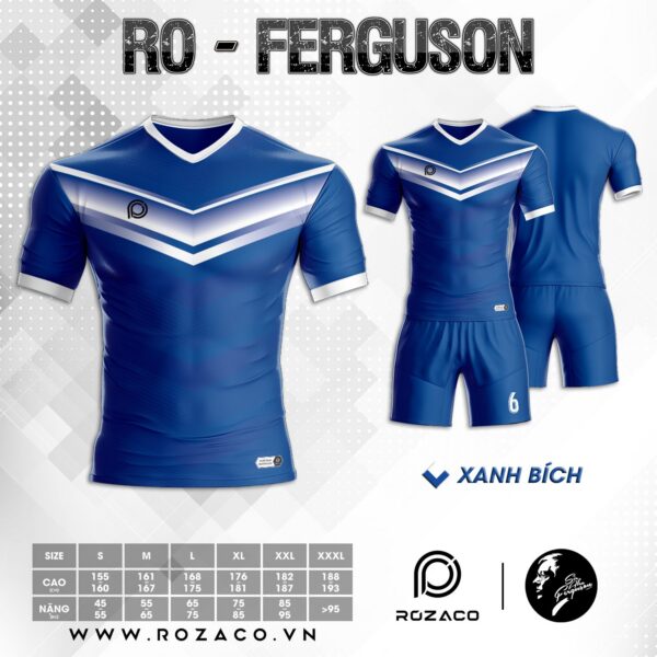 Áo Đá Banh K Logo Ferguson Màu Xanh Dương Đẹp
