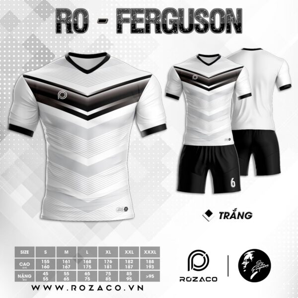 Áo Đá Bóng Không Logo Xịn Ferguson Màu Trắng