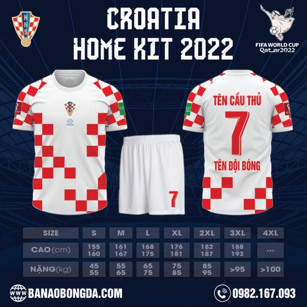 Hình ảnh mẫu áo đội tuyển Croatia World Cup sân nhà 2022