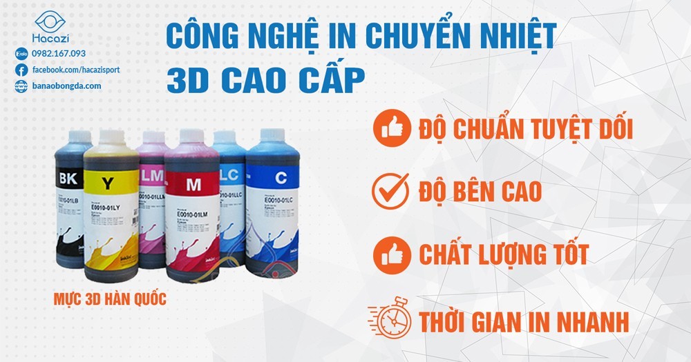 Công nghệ in chuyển nhiệt hiện đại nhất cho ngành may mặc thế giới đã và đang được Hacazi sport áp dụng cho các sản phẩm áo đấu của chúng tôi.
