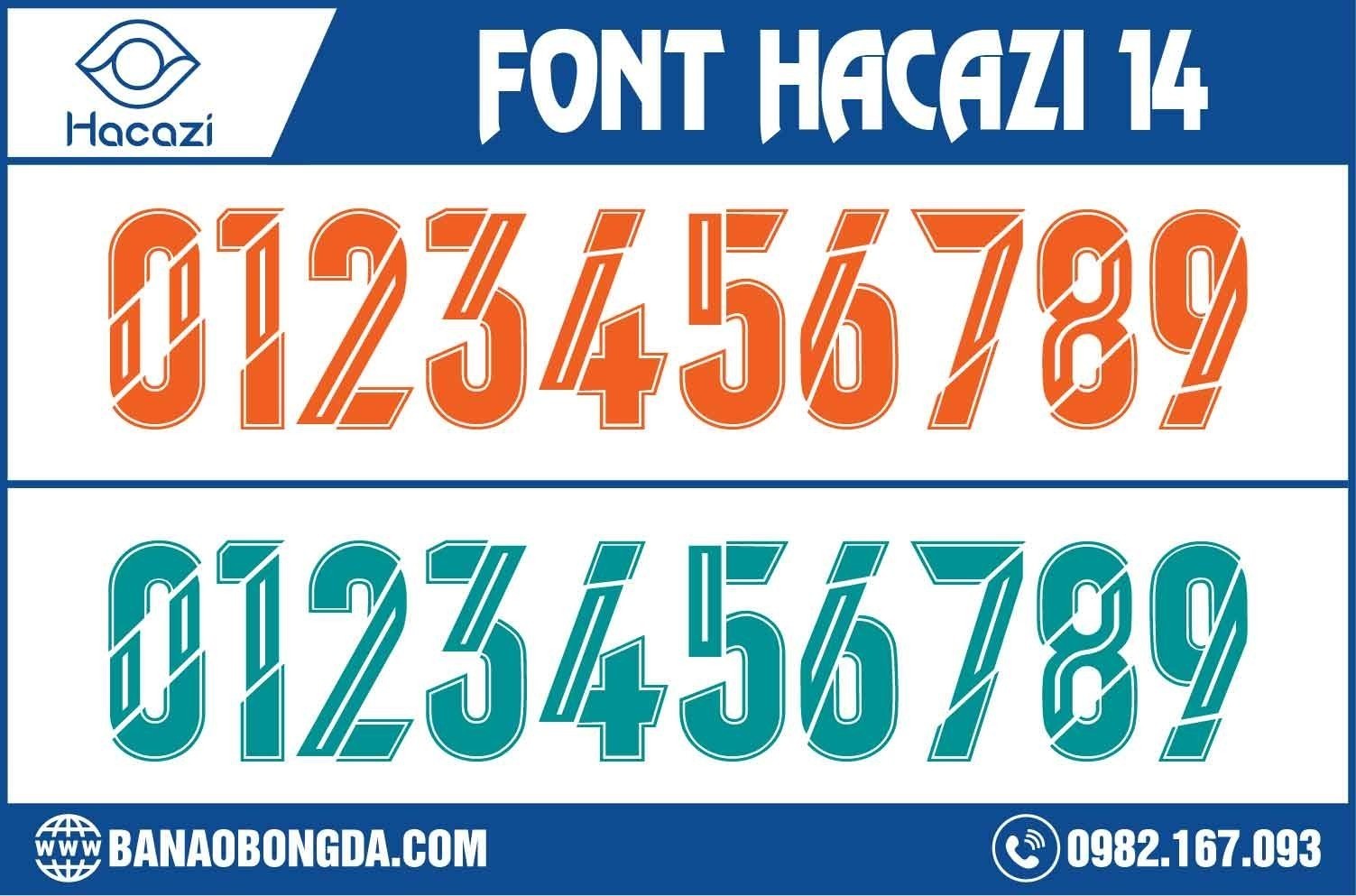  Một mẫu font số với những đường gạch liên tục trên tường con số theo cách độc đáo và hiện đại nhất. Mẫu font số áo bóng đá 14 xứng đáng là font số đẹp được nhiều người sở hữu và ưa chuộng nhất trên thị trường font số áo bóng đá hiện nay.