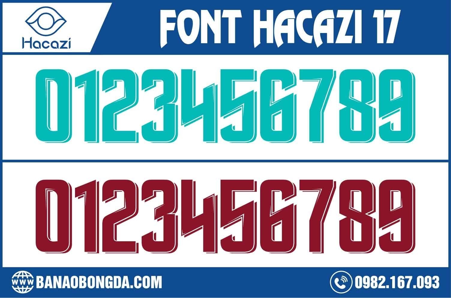 Mẫu font số áo bóng đá 17 được thiết kế đơn giản nhưng lại vô cùng nổi bật bởi gam màu xanh độc lạ dưới đây chắc chắn sẽ không khiến bạn và team bóng của bạnthất vọng. 
