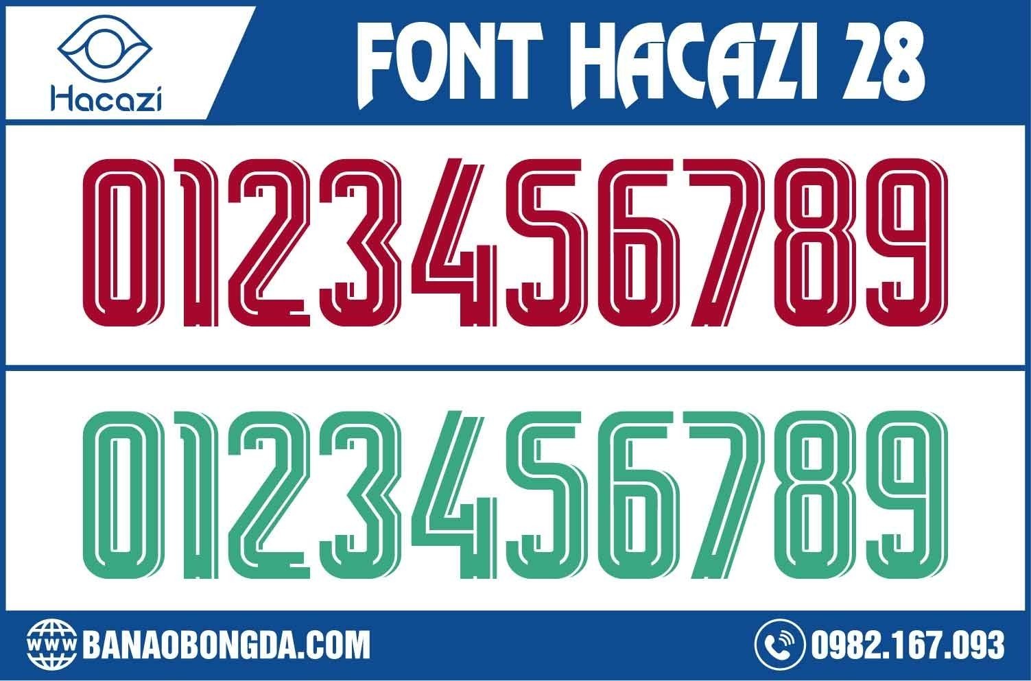   Bộ font số áo bóng đá 28 màu xanh và đỏ. Thật khó để có thể lựa chọn một từ ngữ thích hợp miêu tả cho sự nổi bật này. Nhưng đây chắc chắn là bộ font mà bạn không nên bỏ lỡ để đi kèm với mẫu áo bóng đá đặc biệt hoàn hảo trong mùa hè này. 
