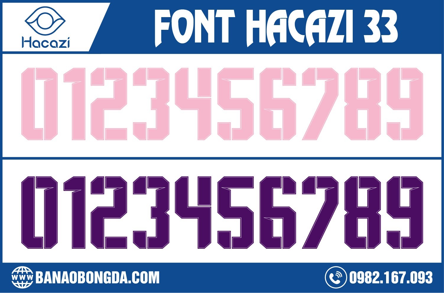 Phiên bản bộ font số áo bóng đá 33 đặc biệt tại Shop Hacazi Sport. Khi chúng ta nhìn vào thì thật khó để có thể lựa chọn một từ ngữ thích hợp miêu tả cho sự nổi bật này. Nhưng đây chắc chắn là bộ font mà bạn không nên bỏ lỡ. 