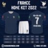 Hình ảnh Mẫu áo đội tuyển Pháp sân nhà World Cup 2022. Với gam màu tím than chủ đạo phù hợp với những người yêu thích sự độc đáo, ưu khám phá và yêu sự mới mẻ. Shop Hacazi Sport chúng tôi đã sử dụng from cổ áo tròn, ống tay bo chun, cùng với điểm nhấn các họa tiết đường kẻ được bố trí toàn thân áo trước và sau. Một điểm nhấn vô cùng hấp dẫn và tạo độ tò mò cho khách hàng phải không nhỉ?