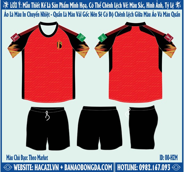 Shop Hacazi Sport với quy trình sản xuất khép kín, không qua trung gian và đã sản xuất Mẫu ảnh áo đội tuyển Bỉ sân nhà World Cup 2022 Market phục vụ cho các fan hâm mộ đội bóng. Và mẫu áo đã được sử dụng tone màu đỏ làm tone màu chủ đạo cho toàn bộ đồ. Điểm nhấn đáng chú ý nhất chính là họa tiết 3D được in chìm trên toàn thân áo. Một lối thiết kế thật hấp dẫn.