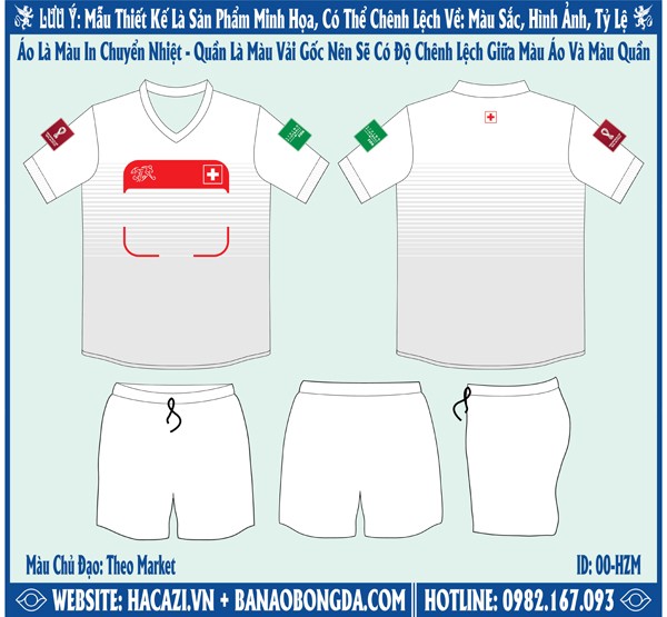Mẫu market áo đội tuyển thủy sĩ sân khách World Cup 2022 Màu Trắng Phối Màu Đỏ Cuốn Hút. Đây là thiết kế nằm trong bộ sưu tập mới nhất được ra mắt trước thềm giải World Cup bởi shop Hacazi Sport. Màu trắng được sử dụng làm màu chủ đạo cho tổng thể bộ trang phục thi đấu. Một bản họa tiết những đường kẻ ngang nhỏ có màu xám trắng trên phần ngực áo trên cả mặt trước và mặt sau áo. Điểm nhấn ấn tượng khác chính là họa tiết một hình chữ nhật trống được sáng tạo mới lạ. Nếu yêu thích mẫu áo này thì nhanh tay liên hệ với chúng tôi để sở hữu ngay thôi nào!