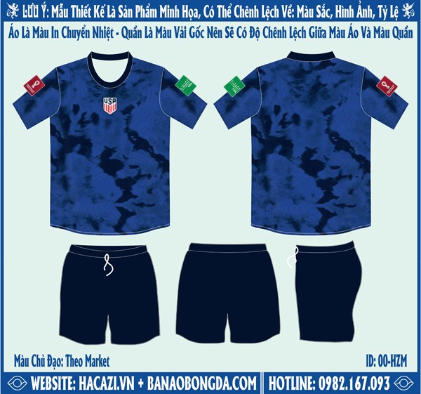 Hình ảnh market Áo Đội Tuyển USA Sân Khách World Cup 2022 Độc Đáo. Với sự kết hợp độc đáo giữa màu xanh bích chủ đạo cùng với màu tím than trên một bản đồ họa tiết màu loang giống như hình ảnh bầu trời chuẩn bị đổ cơn giông đầy sáng tạo. Một không gian huyền ảo khiến chiếc áo đấu trở nên vô cùng cuốn hút. Thiết kế với form dáng áo chuẩn Châu Á, chất liệu vải may cao cấp mang đến sự thoải mái nhất cho người mặc. Shop Hacazi Sport đã tạo ra một sản phẩm thể thao bóng đá mới đầy ấn tượng dành cho mùa giải World Cup 2022 sắp tới.