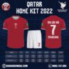 Hình ảnh Mẫu áo đội tuyển Qatar sân nhà World Cup 2022 có chinh phục được bạn không nào? Mang phong cách hiện đại, trẻ trung với sự kết hợp của màu đỏ đô chủ đạo cùng các chi tiết áo màu trắng. Mẫu áo này được xem là mẫu áo "quốc dân" phù hợp với mọi đối tượng khách hàng với mọi lứa tuổi. 