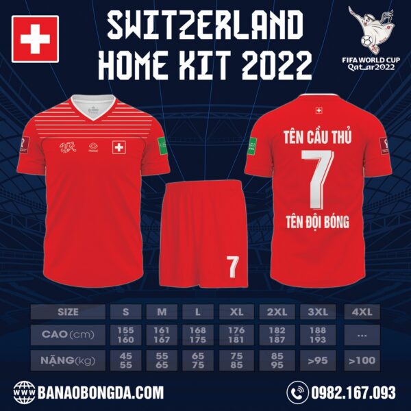 Mẫu Áo Đội Tuyển Thụy Sĩ Sân Nhà World Cup 2022 Mới Nhất