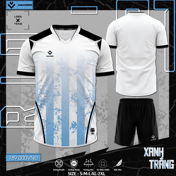 Mẫu áo đá banh không logo màu trắng