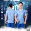 Mẫu áo đá bóng không logo màu xanh MC