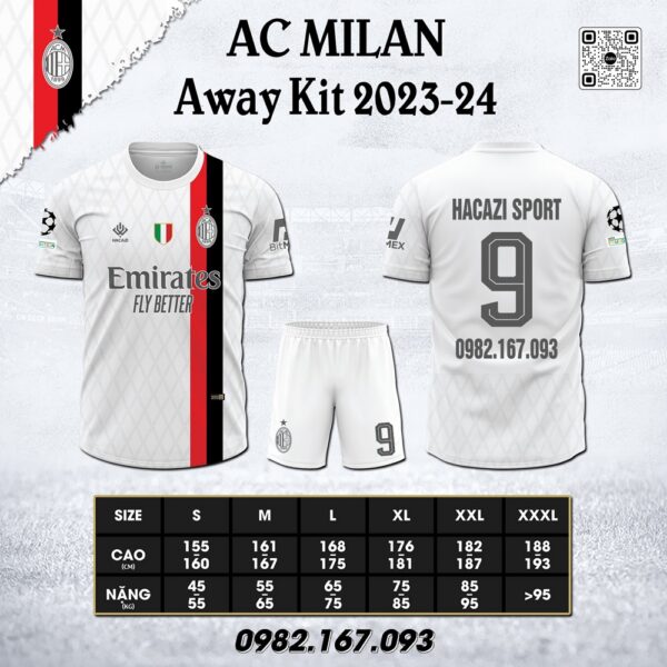 Áo Clb Ac Milan Sân Khách 23-24 Màu Trắng