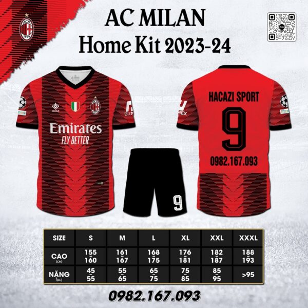 Áo Clb Ac Milan Sân Nhà 23-24 Màu Đỏ