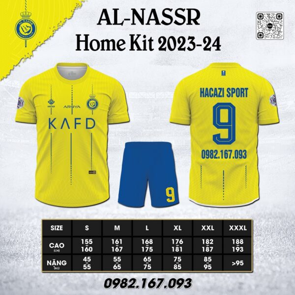 Áo Clb Al Nassr Sân Nhà 23-24 Màu Vàng