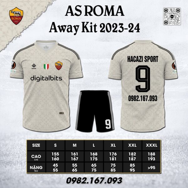 Áo Clb As Roma Sân Khách 23-24 Màu Be