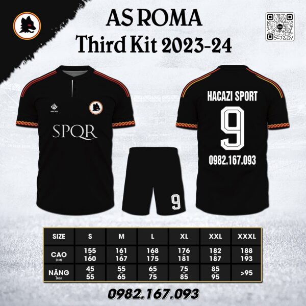 Áo Clb As Roma Thứ 3 23-24 Màu Đen