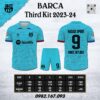 Áo Clb Barca Thứ 3 Chuẩn 23-24 Màu Xanh Ya