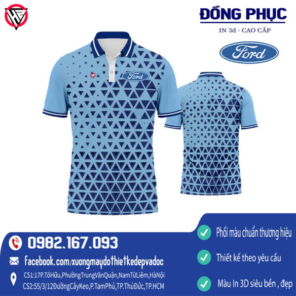Áo đồng phục CTy Ford màu xanh thiết kế độc đáo tại HacaziSport