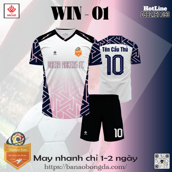 Áo Bóng Đá Win - 01 - Màu Hồng Nhạt + Tím Than thiết kế độc đáo